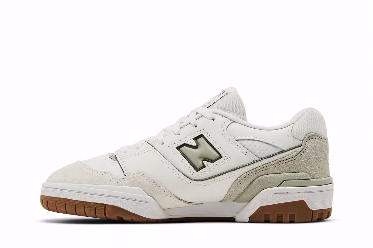 New Balance 550 Big Kid White Olive Gum, view 4
