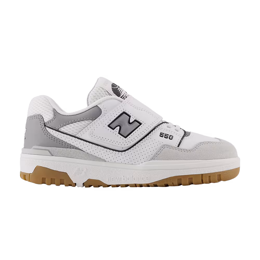 New Balance 550 Hook & Loop Little Kid White Slate Grey