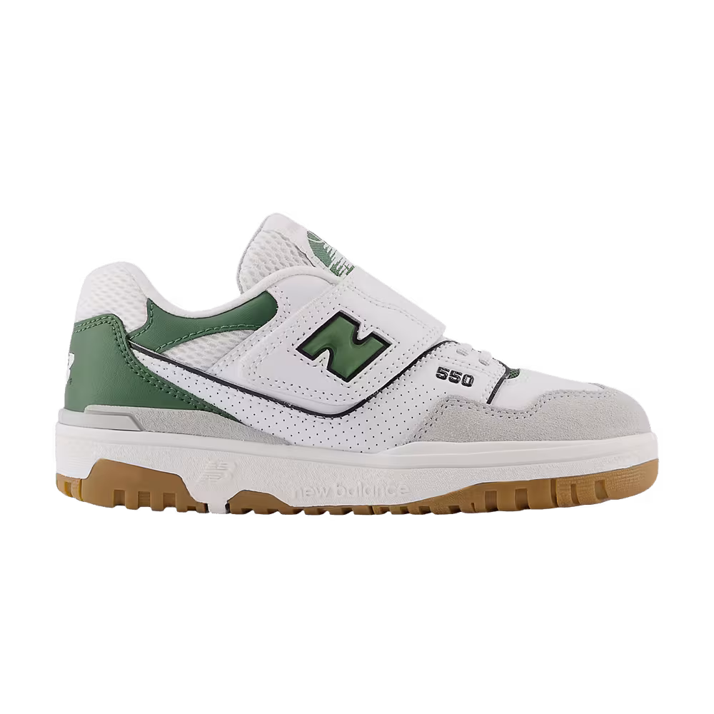 New Balance 550 Hook & Loop Little Kid White Seaweed Green