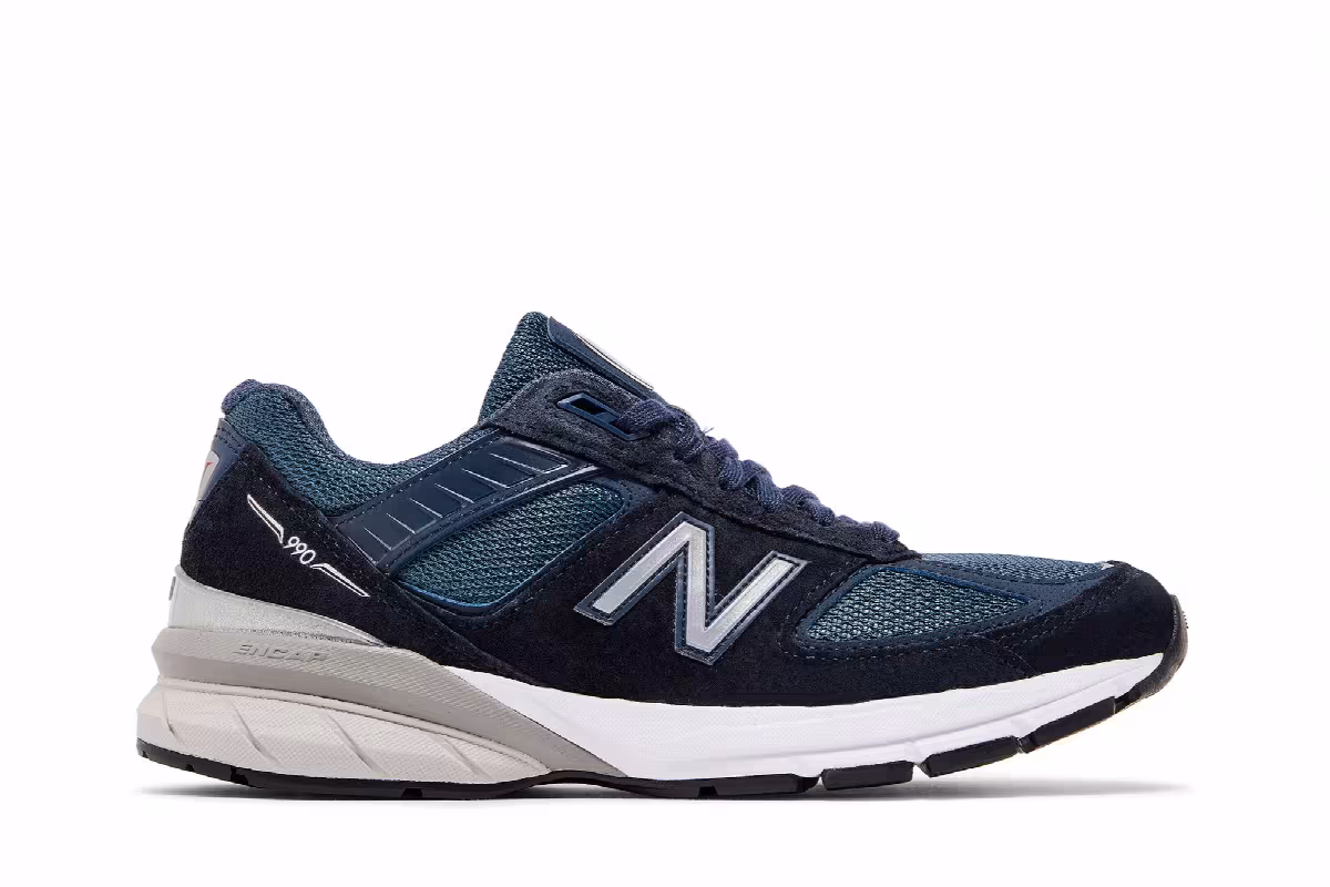 New Balance Women's 990v5 Made in USA Navy Silver, view 2