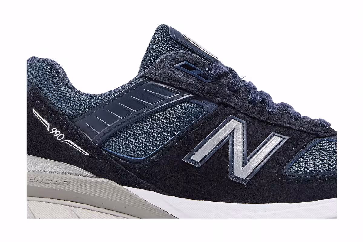 New Balance Women's 990v5 Made in USA Navy Silver, view 3