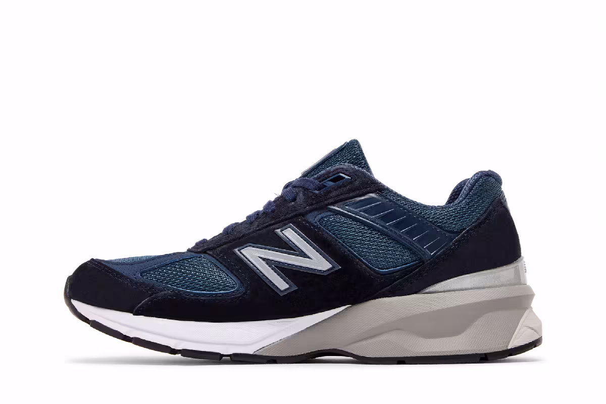 New Balance Women's 990v5 Made in USA Navy Silver, view 4