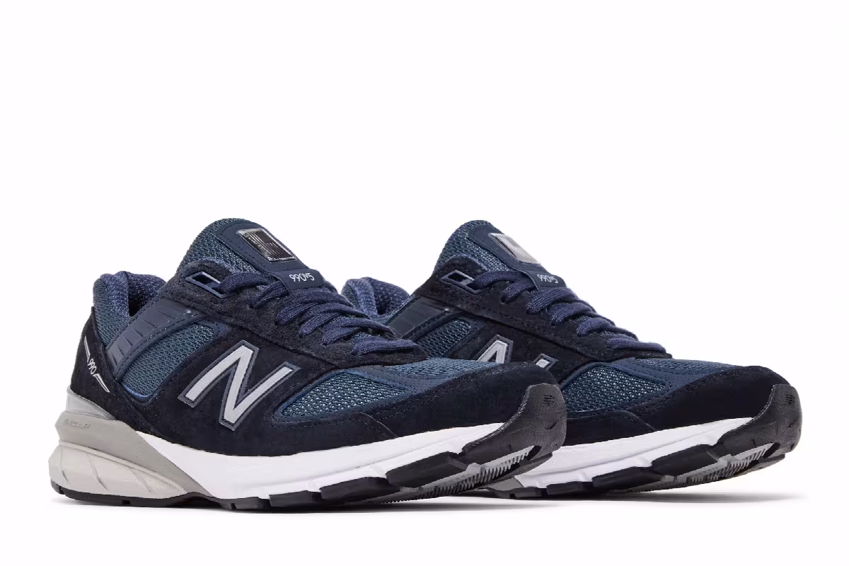 New Balance Women's 990v5 Made in USA Navy Silver, view 9