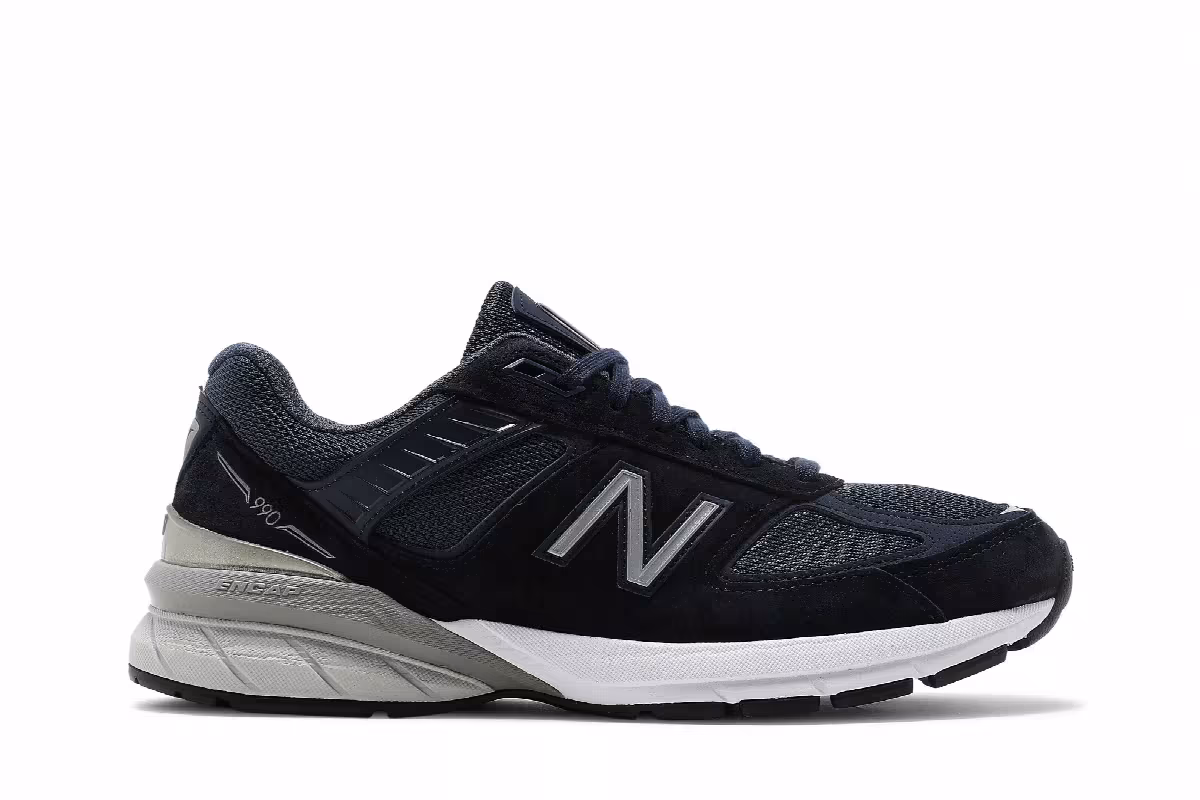 New Balance Women's 990v5 Made in USA Wide Navy Silver, view 2