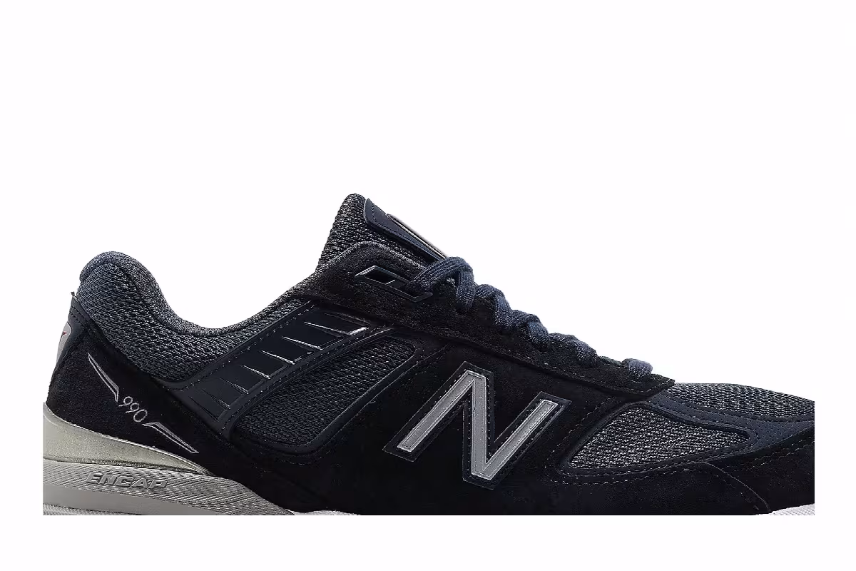 New Balance Women's 990v5 Made in USA Wide Navy Silver, view 3