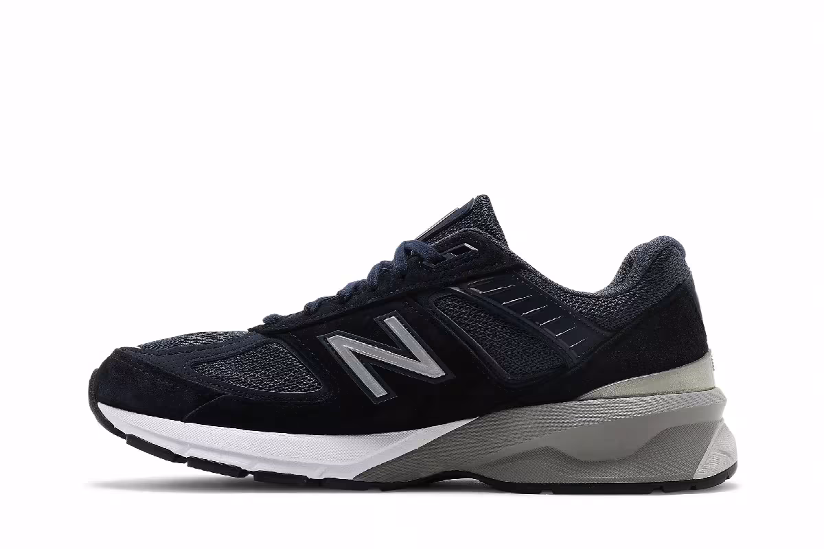 New Balance Women's 990v5 Made in USA Wide Navy Silver, view 4