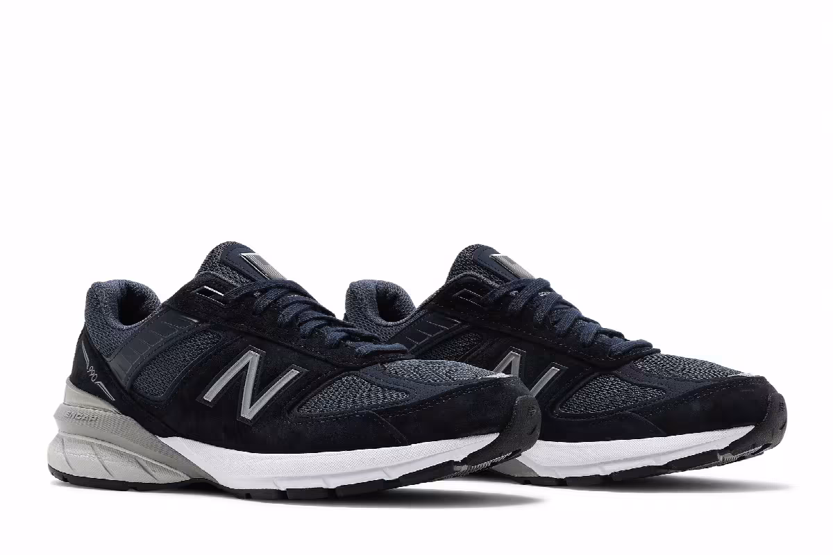 New Balance Women's 990v5 Made in USA Wide Navy Silver, view 9