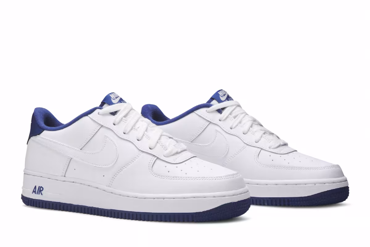 Nike Air Force 1 GS White Deep Royal Blue, view 9