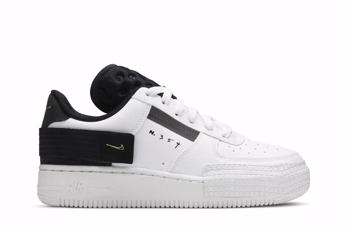 Nike Air Force 1 Type GS White Black Volt, view 2