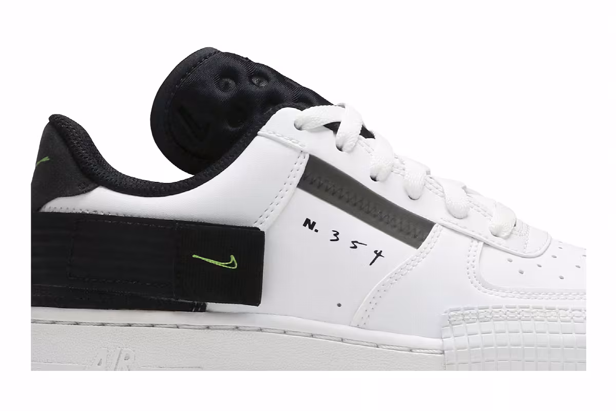Nike Air Force 1 Type GS White Black Volt, view 3