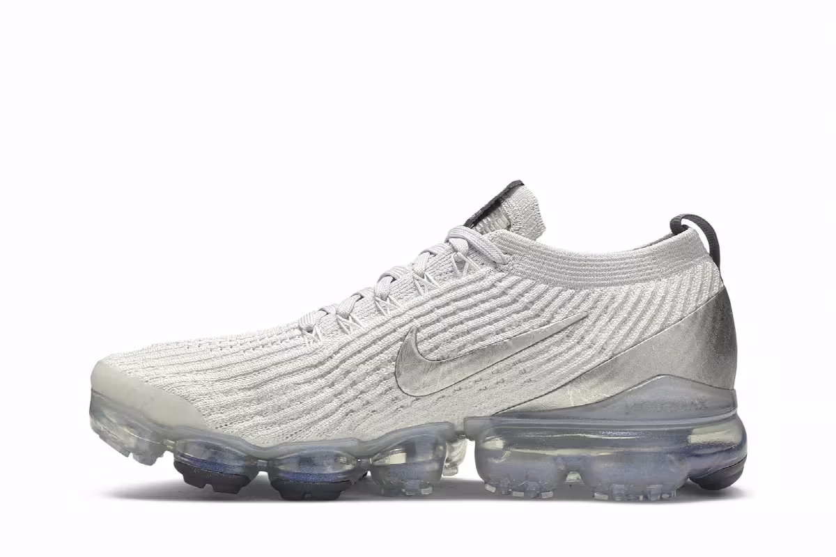 Nike Women's Air VaporMax Flyknit 3 White Silver, view 4