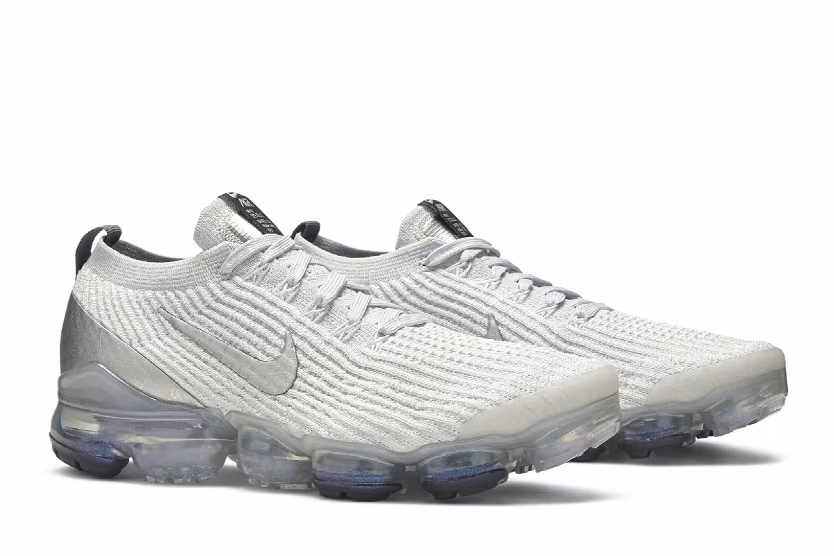 Nike Women's Air VaporMax Flyknit 3 White Silver, view 9