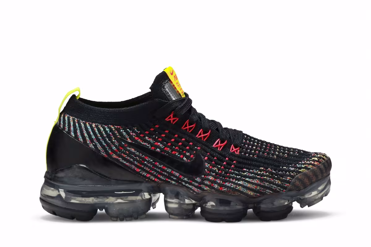 Nike Women's Air VaporMax Flyknit 3 Black Multi-Color, view 2
