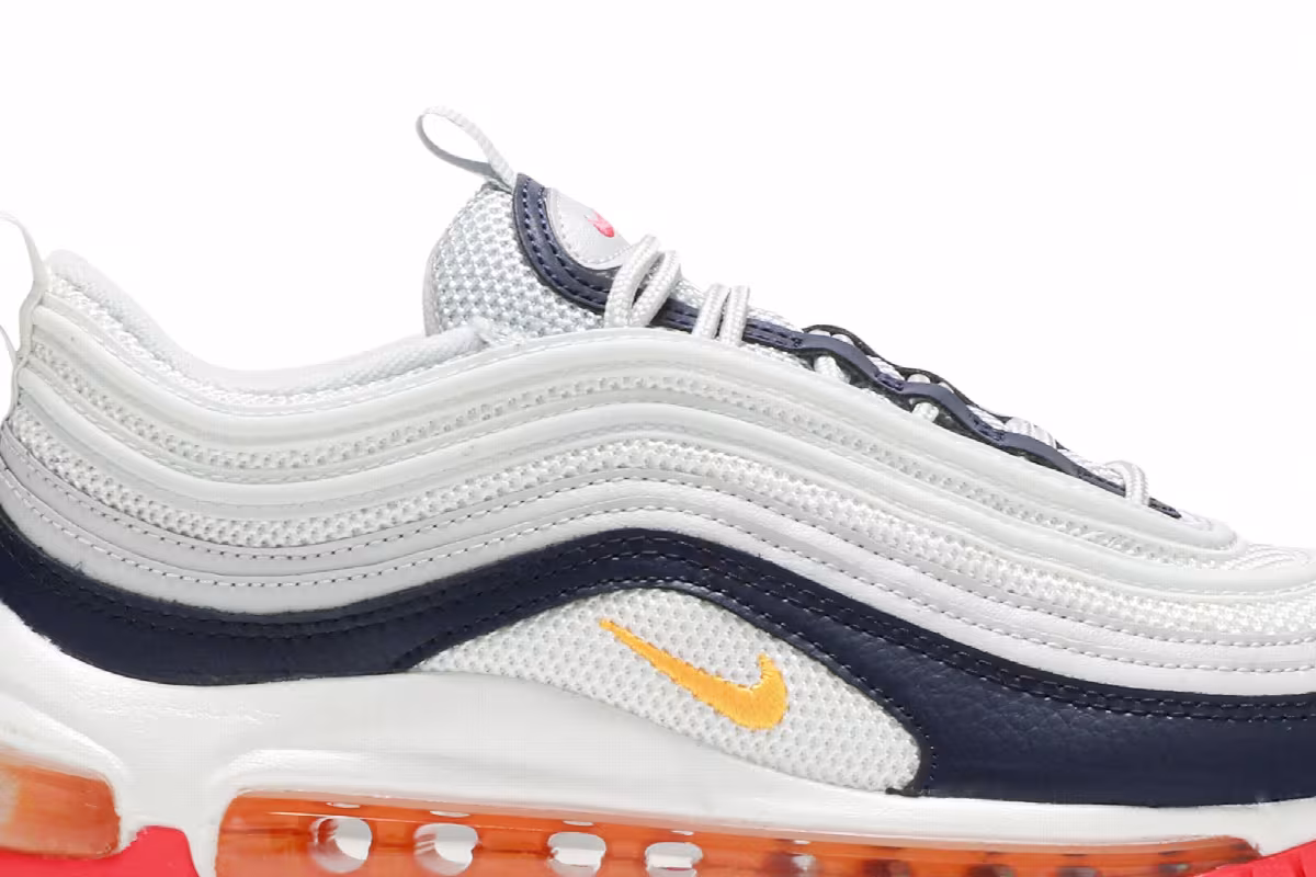 Nike Women's Air Max 97 Platinum Navy Orange, view 3