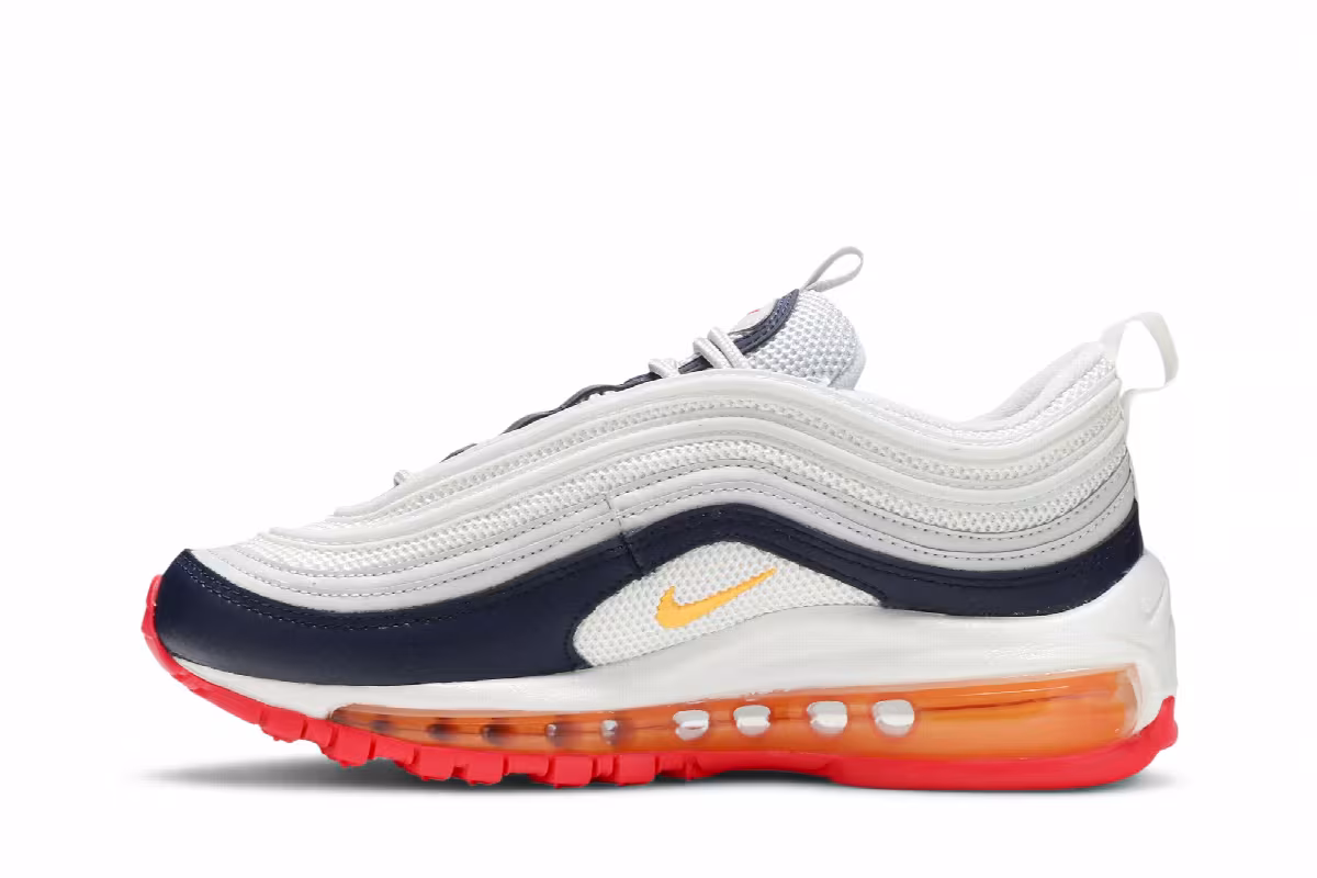 Nike Women's Air Max 97 Platinum Navy Orange, view 4