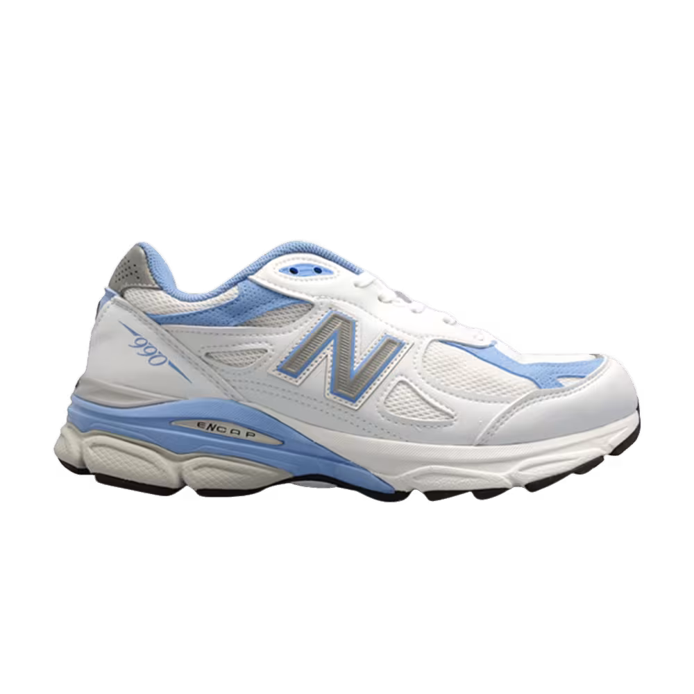New Balance Women's 990v3 Made In USA White Baby Blue