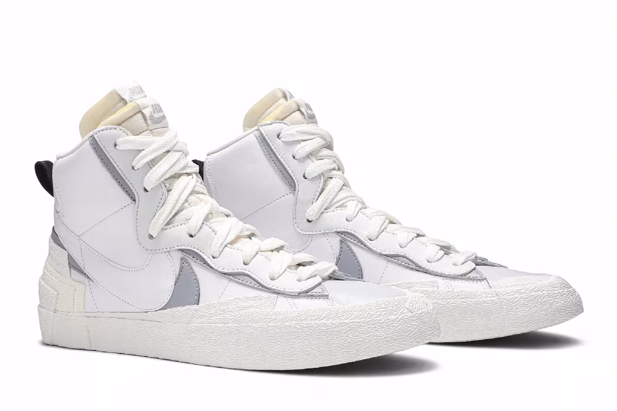 sacai x Nike Blazer Mid White Grey, view 9