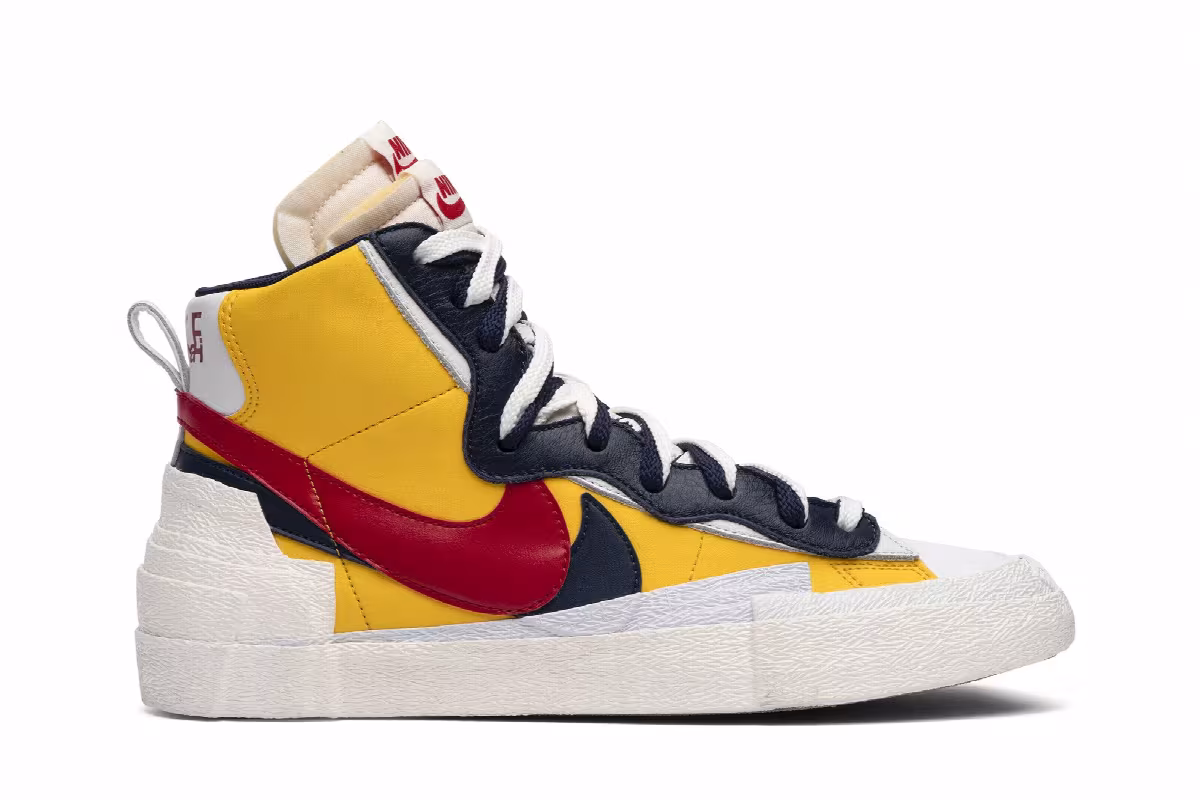 sacai x Nike Blazer Mid Maize Navy, view 2