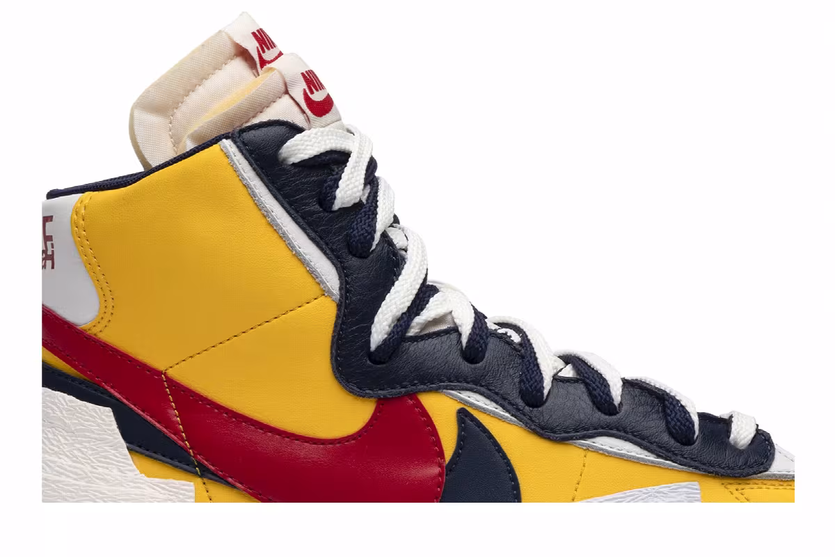 sacai x Nike Blazer Mid Maize Navy, view 3