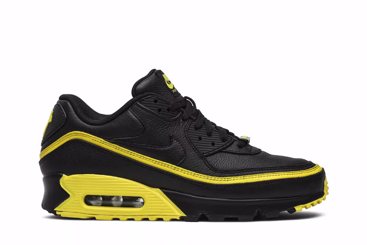 Undefeated x Nike Air Max 90 Black Opti-Yellow, view 2