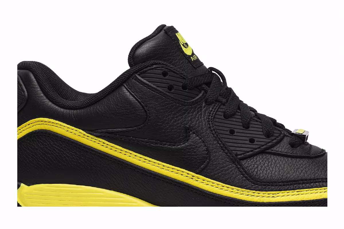 Undefeated x Nike Air Max 90 Black Opti-Yellow, view 3