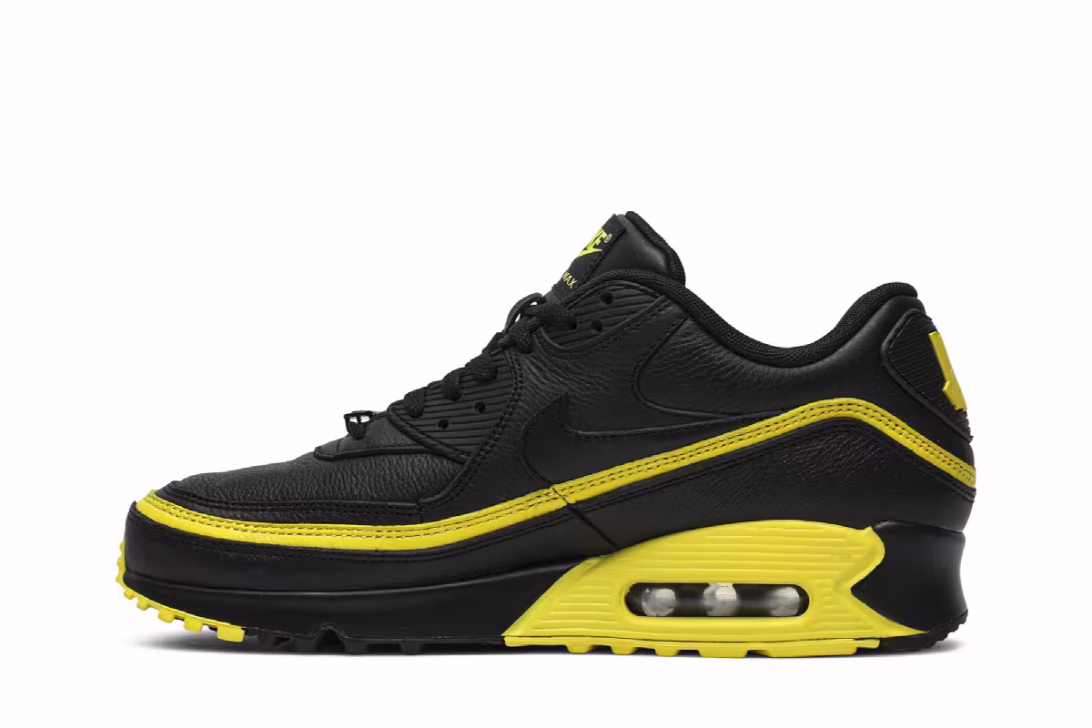 Undefeated x Nike Air Max 90 Black Opti-Yellow, view 4