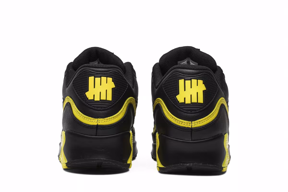 Undefeated x Nike Air Max 90 Black Opti-Yellow, view 7