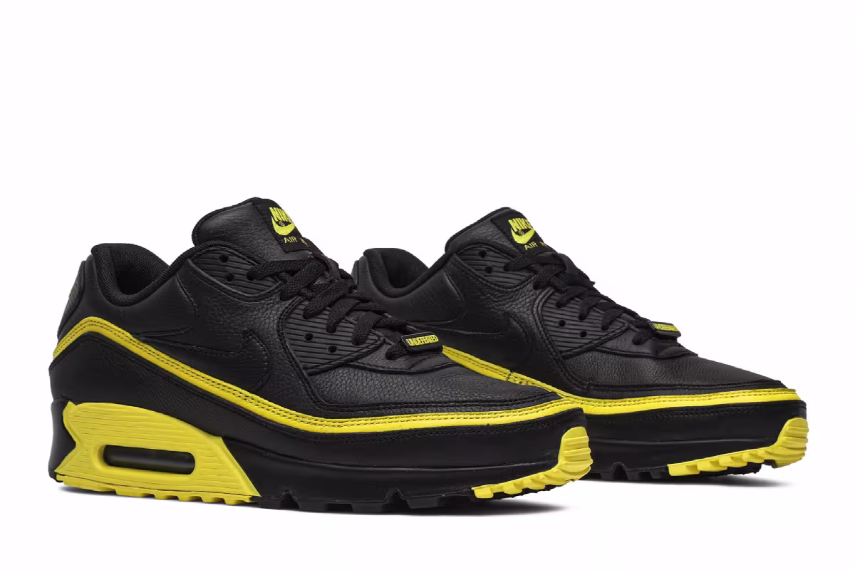Undefeated x Nike Air Max 90 Black Opti-Yellow, view 9