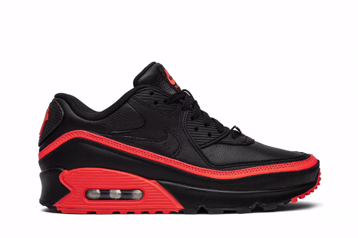 Undefeated x Nike Air Max 90 Black Solar Red, view 2
