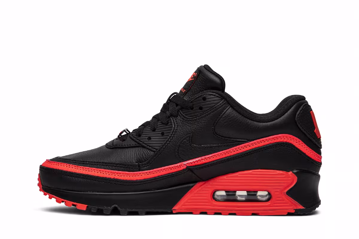 Undefeated x Nike Air Max 90 Black Solar Red, view 4