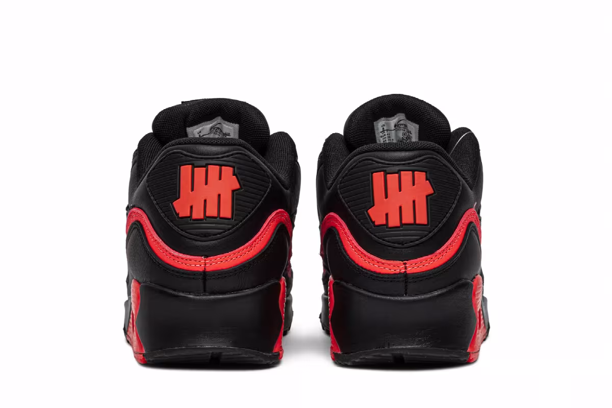 Undefeated x Nike Air Max 90 Black Solar Red, view 7