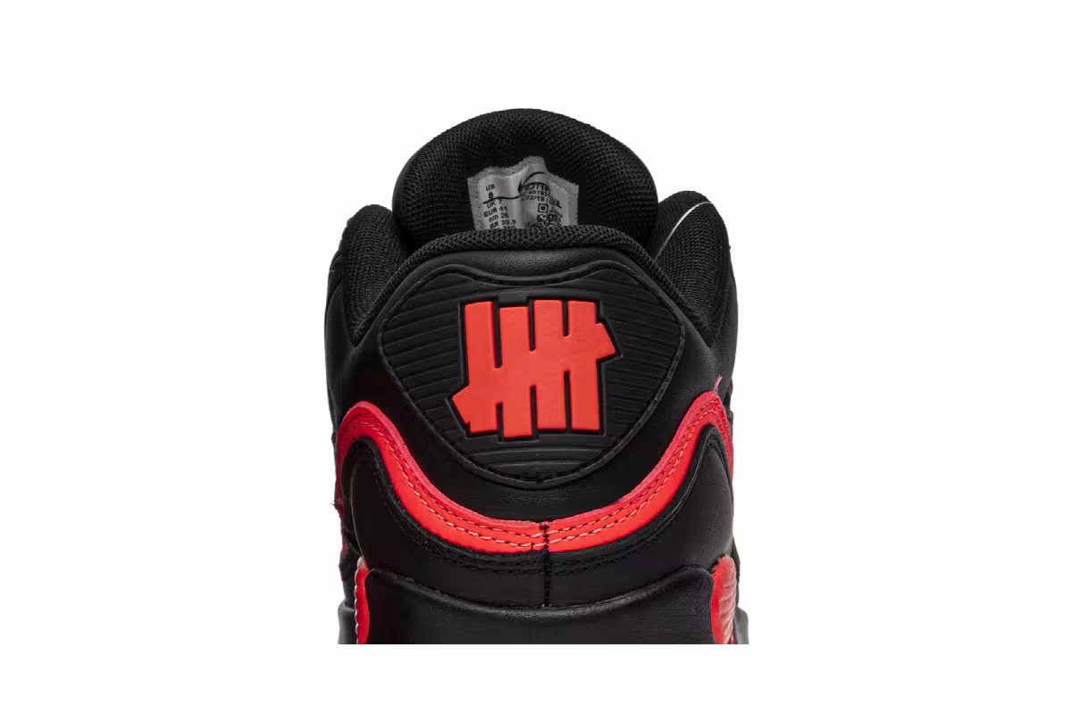 Undefeated x Nike Air Max 90 Black Solar Red, view 8