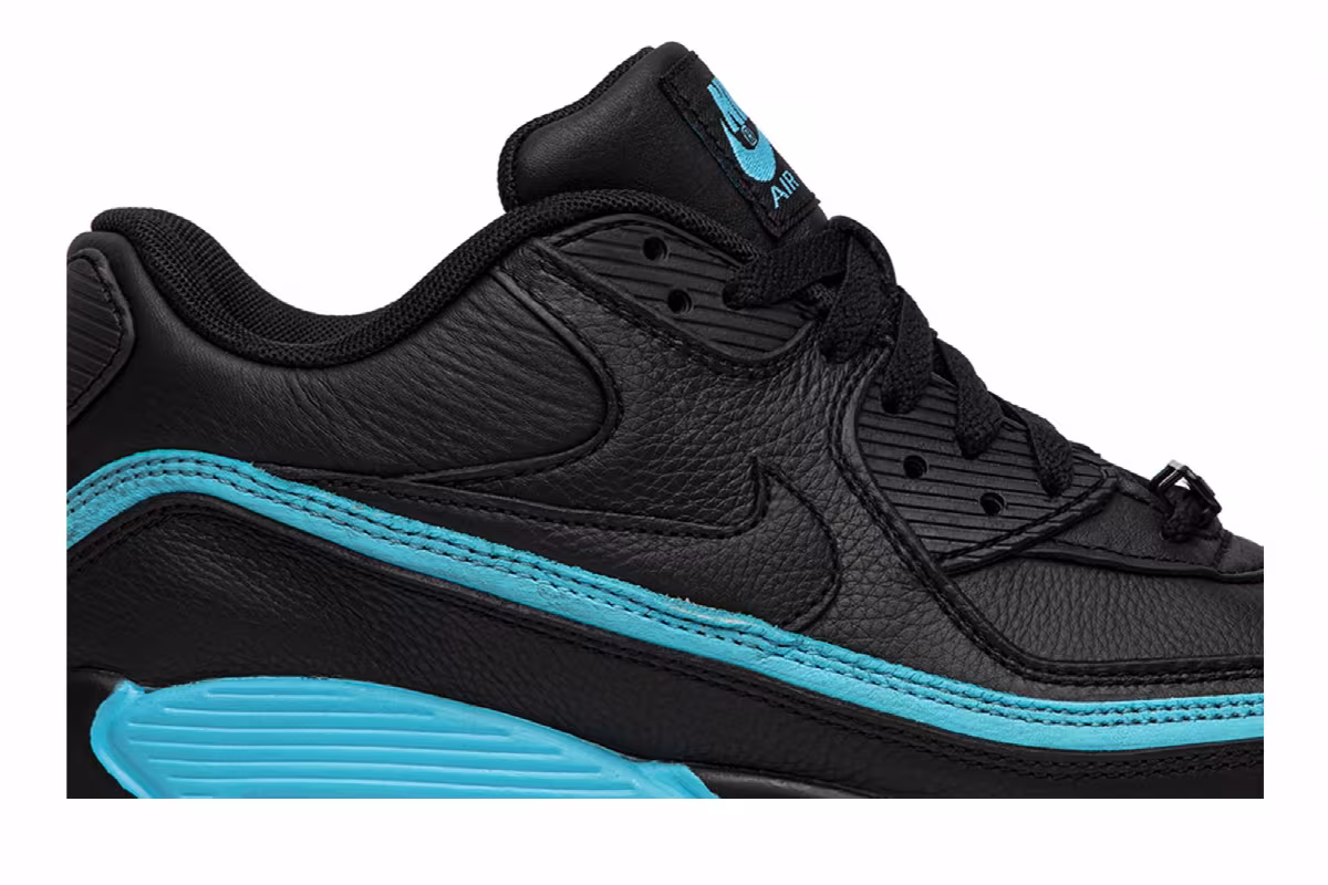 Undefeated x Nike Air Max 90 Black Blue Fury, view 3