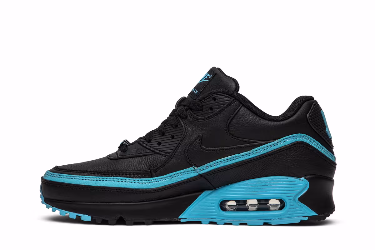 Undefeated x Nike Air Max 90 Black Blue Fury, view 4