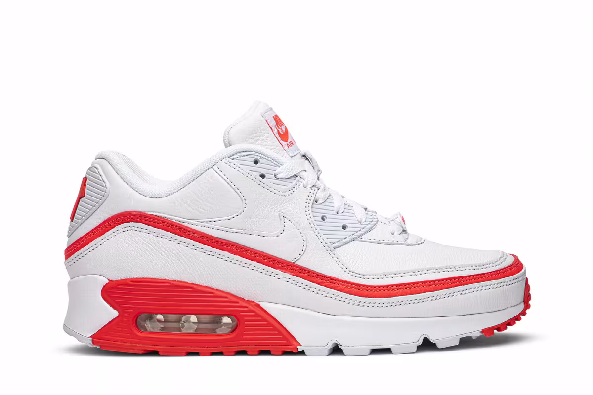 Undefeated x Nike Air Max 90 White Solar Red, view 2