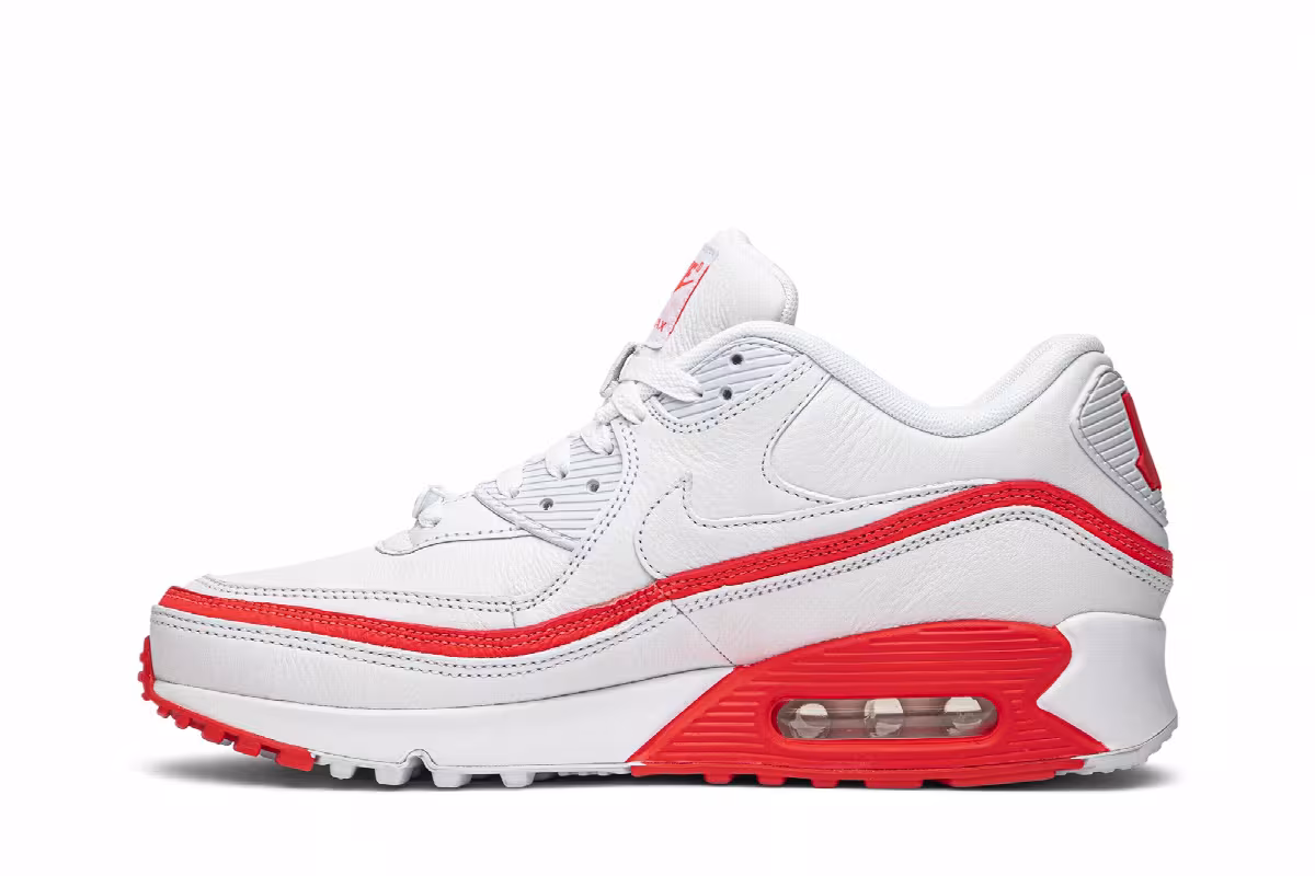 Undefeated x Nike Air Max 90 White Solar Red, view 4