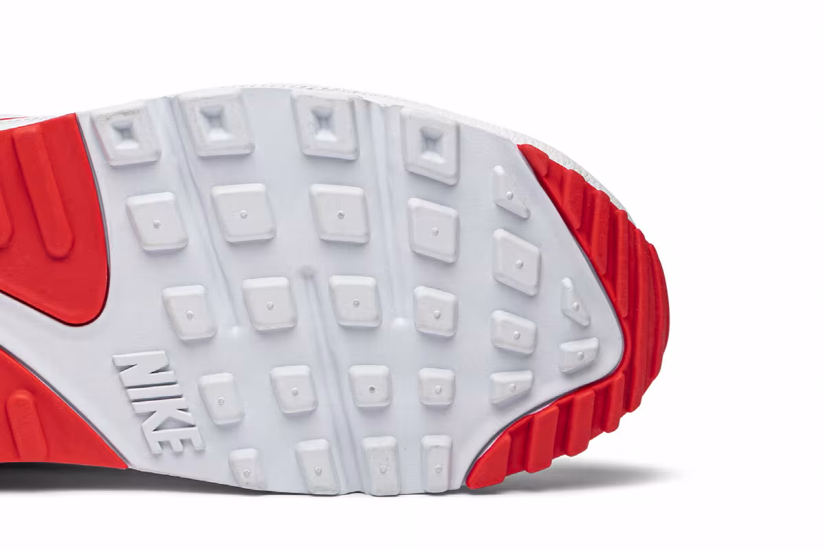Undefeated x Nike Air Max 90 White Solar Red, view 6