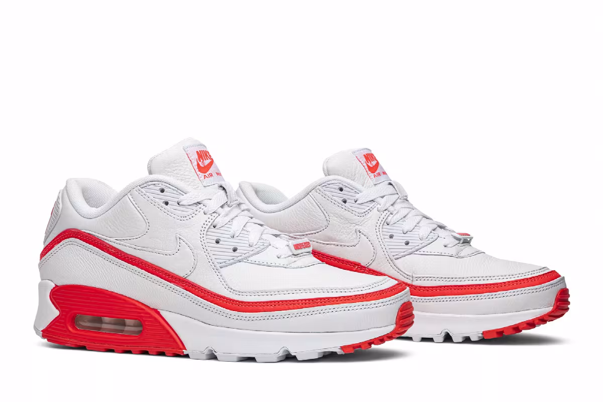 Undefeated x Nike Air Max 90 White Solar Red, view 9