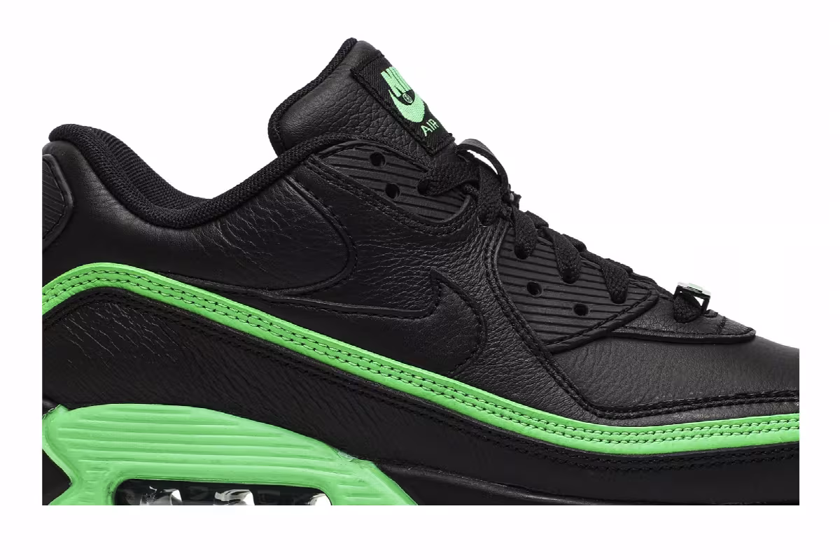 Undefeated x Nike Air Max 90 Black Green Spark, view 3