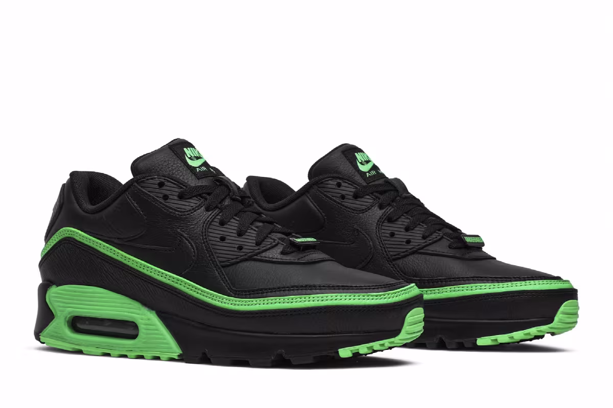 Undefeated x Nike Air Max 90 Black Green Spark, view 9