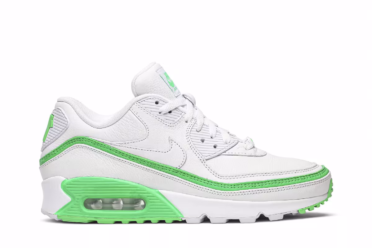 Undefeated x Nike Air Max 90 White Green Spark, view 2