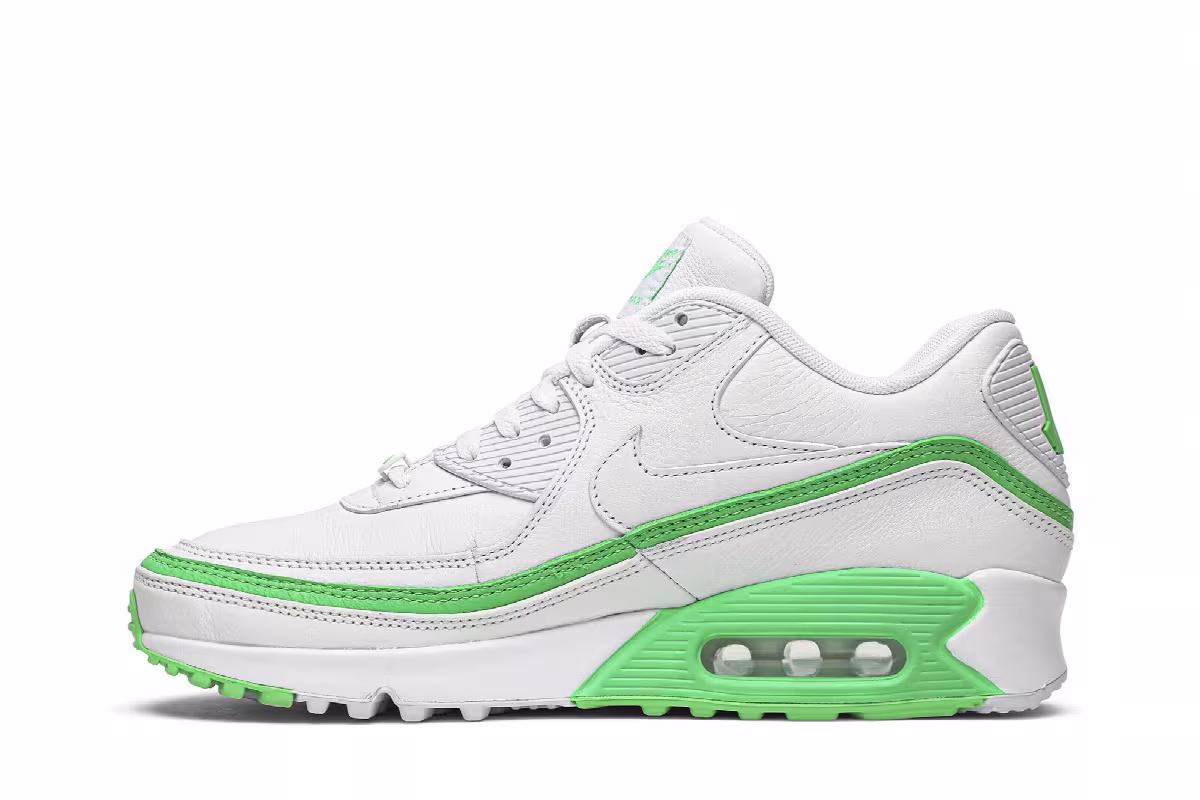 Undefeated x Nike Air Max 90 White Green Spark, view 4