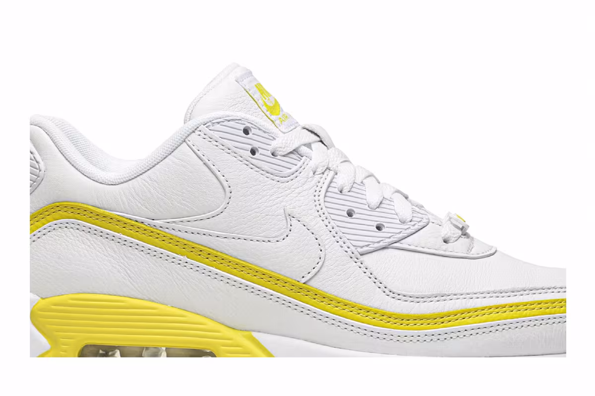 Undefeated x Nike Air Max 90 White Optic Yellow, view 3