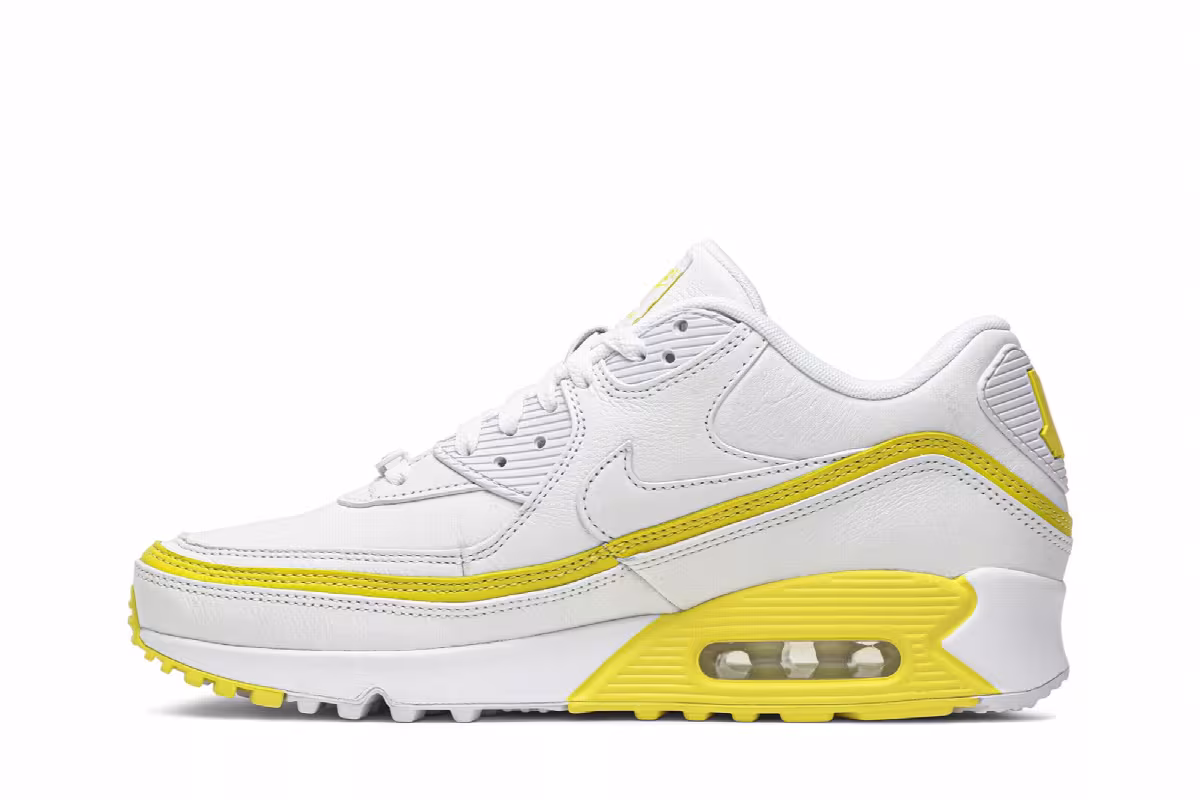 Undefeated x Nike Air Max 90 White Optic Yellow, view 4