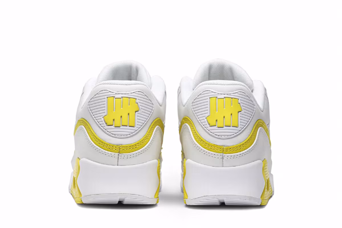Undefeated x Nike Air Max 90 White Optic Yellow, view 7