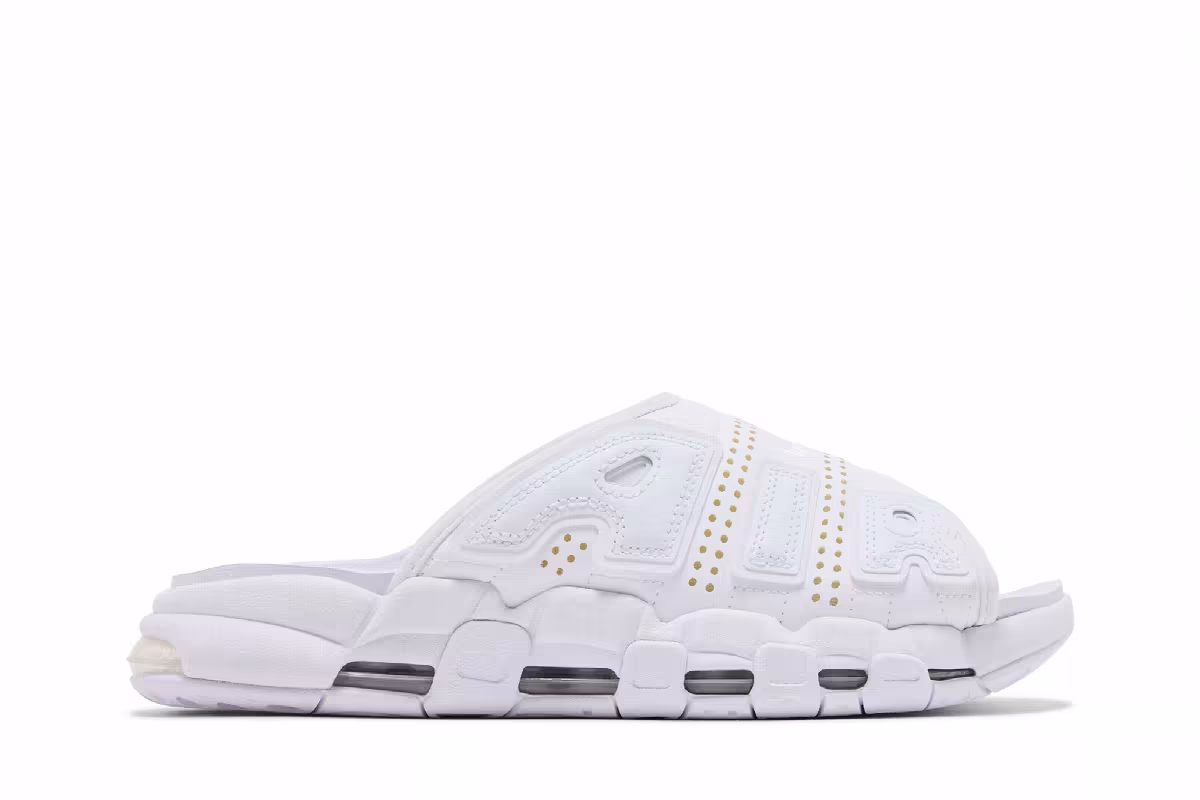 Nike Air More Uptempo Slide Triple White, view 2