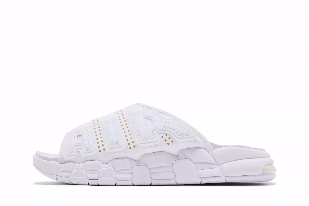 Nike Air More Uptempo Slide Triple White, view 4