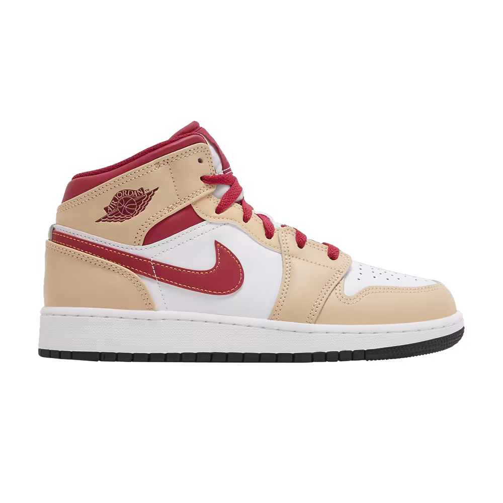 Air Jordan 1 Mid GS Light Curry Cardinal Red