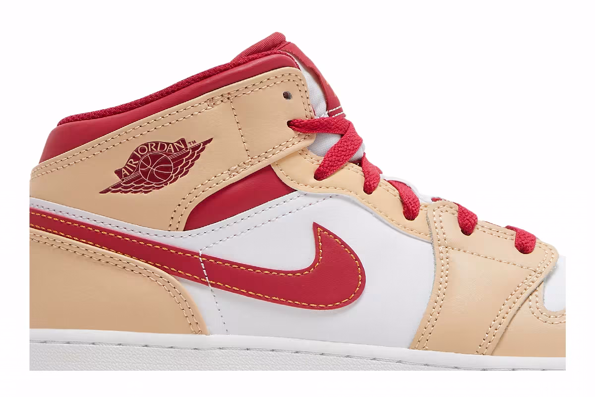 Air Jordan 1 Mid GS Light Curry Cardinal Red, view 3
