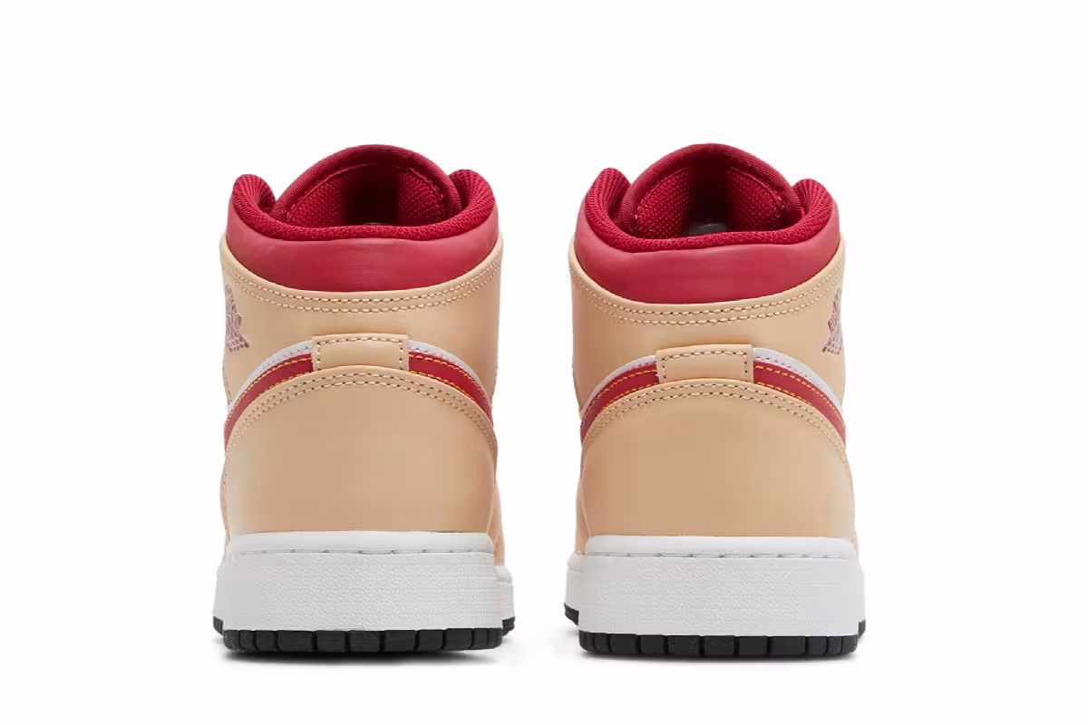 Air Jordan 1 Mid GS Light Curry Cardinal Red, view 7